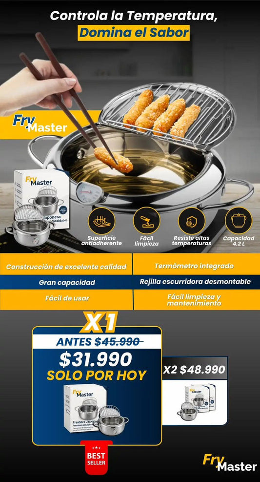 FryMaster® - Olla Freidora Anti Salpicadas con Acero Inox. + Anti Adherente